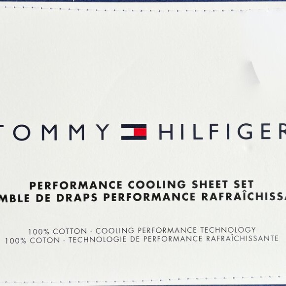 TOMMY HILFIGER Queen Size Navy Blue Cotton Performance Cooling Sheet Set - Picture 2 of 4